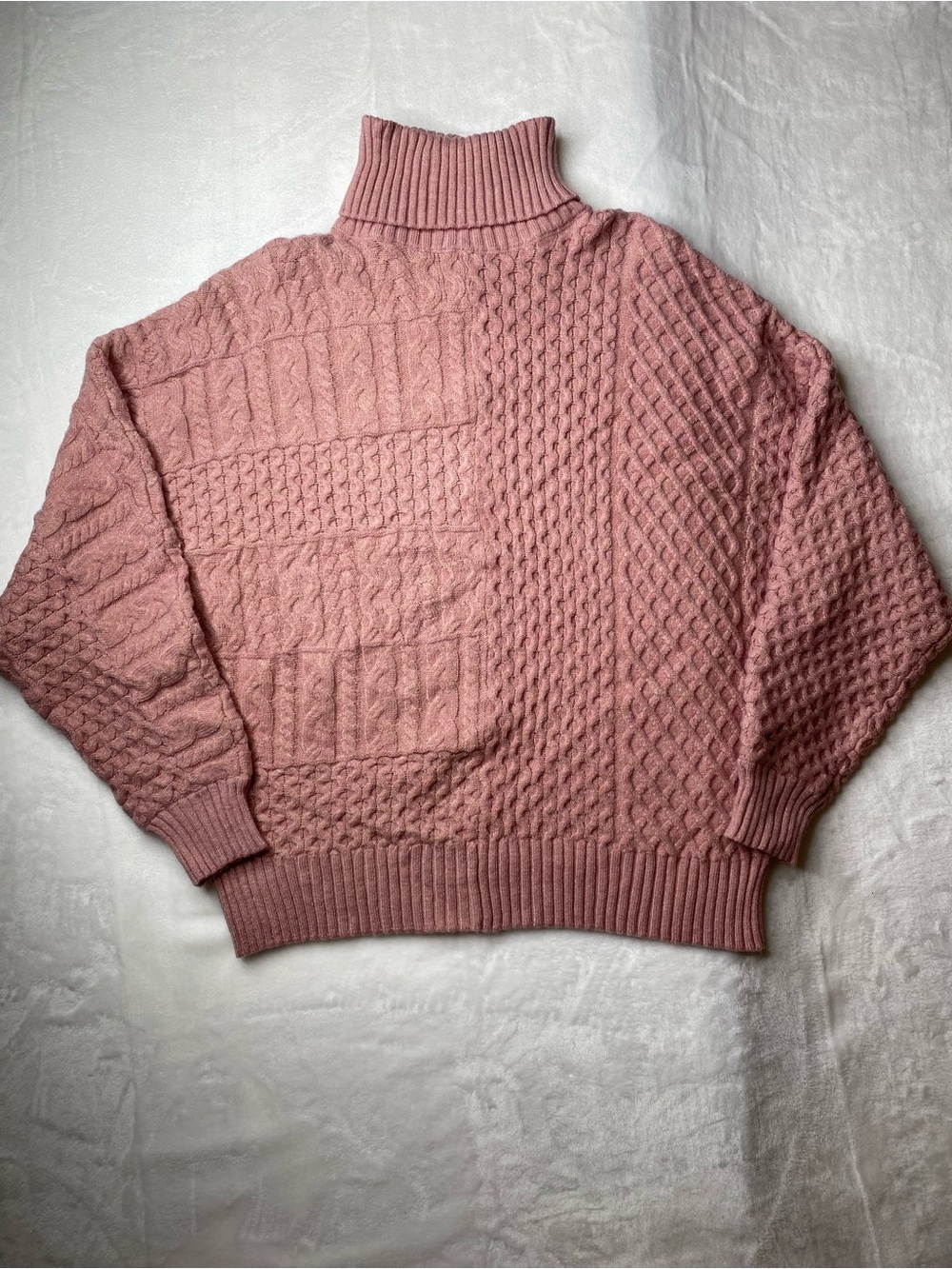 Truth By Republic Women’s Classic Pink Cable-Knit Turtleneck Sweater Size M